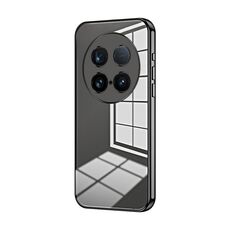 Per vivo X100 Custodia per telefono con foro sottile con placcatura ultra trasparente (nera)