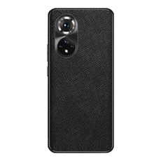 Custodia per telefono in pelle PU con trama incrociata per Honor 50 Pro (nera)