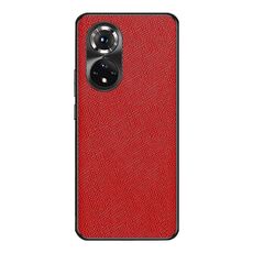 Custodia per telefono in pelle PU con trama incrociata per Honor 50 Pro (rossa)