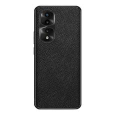 Custodia per telefono in pelle PU con trama incrociata per Honor 70 Pro (nera)