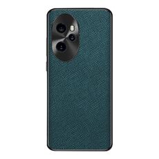 Custodia per telefono in pelle PU con trama incrociata per Honor 100 Pro (verde scuro)