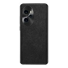 Custodia per telefono in pelle PU con trama incrociata per Honor 100 Pro (nera)