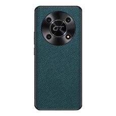 Custodia per telefono in pelle PU con trama incrociata per Honor X40 GT (verde scuro)