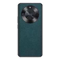 Custodia per telefono in pelle PU con texture incrociata per Honor X50 (verde scuro)