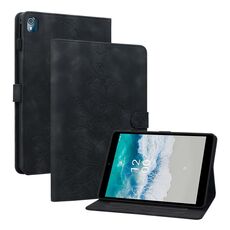 Custodia per tablet in pelle goffrata Giglio per Nokia T21 (nera)