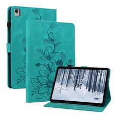 Custodia per tablet in pelle goffrata Giglio per Nokia T10 (verde)