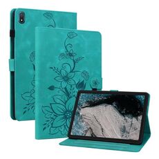 Custodia per tablet in pelle goffrata Giglio per Nokia T20 10.4 2021 (verde)