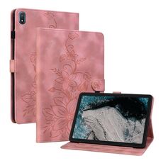 Custodia per tablet in pelle goffrata Giglio per Nokia T20 10.4 2021 (rosa)