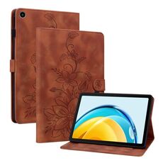 Custodia per tablet in pelle goffrata giglio per Huawei MatePad SE 10.4 (marrone)