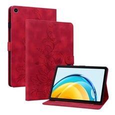 Custodia per tablet in pelle goffrata Giglio per Huawei MatePad SE 10.4 (rossa)