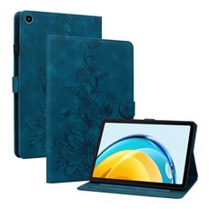 Custodia per tablet in pelle goffrata Giglio per Huawei MatePad SE 10.4 (blu scuro)