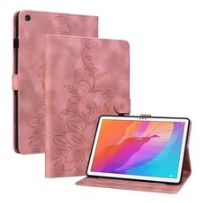 Custodia per tablet in pelle goffrata Giglio per Huawei MatePad T 10s / Enjoy Tablet 2 (rosa)