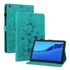 Custodia per tablet in pelle goffrata giglio per Huawei MediaPad M5 Lite 10/C5 10.1 (verde)