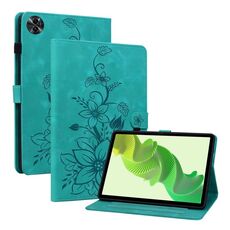 Custodia per tablet in pelle goffrata Giglio per Realme Pad 2 11.5 (verde)