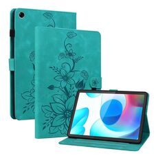 Custodia per tablet in pelle goffrata Giglio per Realme Pad Mini 8.7 (verde)