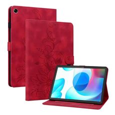 Custodia per tablet in pelle goffrata Giglio per Realme Pad Mini 8.7 (rossa)