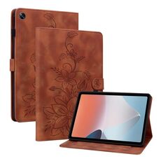 Custodia per tablet in pelle goffrata OPPO Pad Air Lily (marrone)