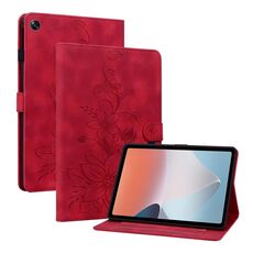Custodia per tablet in pelle goffrata OPPO Pad Air Lily (rossa)