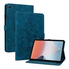 Custodia per tablet in pelle goffrata OPPO Pad Air Lily (blu scuro)