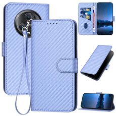 Per Honor Magic5 Pro YX0070 Custodia per telefono in pelle con fibbia in fibra di carbonio con cordino (viola chiaro)