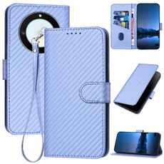 Per Honor X40 5G / X9a 5G / Magic5 Lite YX0070 Custodia per telefono in pelle con fibbia in fibra di carbonio con cordino (viola chiaro)