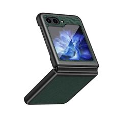 Custodia per telefono antiurto all-inclusive a grana incrociata per Samsung Galaxy Z Flip6 5G (verde)