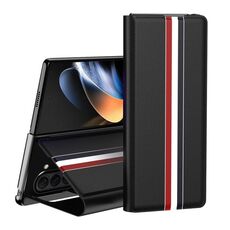 Per Samsung Galaxy Z Fold6 5G Custodia per telefono posteriore in PU con trama litchi con supporto (nero)