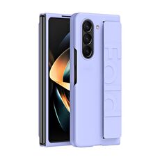 Per Samsung Galaxy Z Fold6 5G Custodia per telefono con cover posteriore elastica per polso con impugnatura elastica (viola)