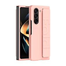 Per Samsung Galaxy Z Fold6 5G Custodia per cellulare con impugnatura elastica per polso e cover posteriore (rosa)