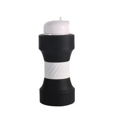 Tazza d'acqua con manubri fitness pieghevole per bottiglia d'acqua in silicone sportivo di grande capacità da 650 ml (nero)