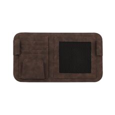 Custodia per clip per occhiali con porta banconote per visiera parasole per auto (marrone)