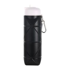 Borraccia da ciclismo portatile pieghevole in silicone per alimenti da 600 ml (nero)