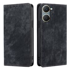 Custodia per telefono in pelle magnetica con spazzola antifurto RFID per vivo Y03 4G (nera)