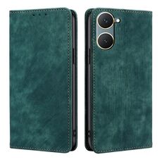 Custodia per telefono in pelle magnetica con spazzola antifurto RFID per vivo Y03 4G (verde)