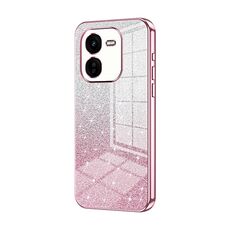 Custodia per telefono elettrolitico in polvere glitter sfumata per vivo iQOO Z9x (rosa)