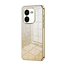 Custodia per telefono elettrolitico in polvere glitter sfumata per vivo iQOO Z9x (oro)