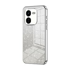 Custodia per telefono elettrolitico in polvere glitter sfumata per vivo iQOO Z9x (argento)