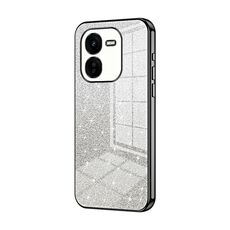 Per vivo iQOO Z9x Custodia per telefono elettrolitico in polvere glitter sfumata (nera)