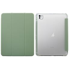 Custodia per tablet in pelle pressata elettrica a 3 pieghe per iPad Pro 11 2024 (verde)