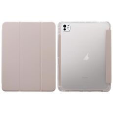 Custodia per tablet in pelle pressata elettrica a 3 pieghe per iPad Pro 11 2024 (rosa chiaro)