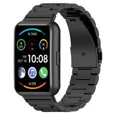 Per Huawei Watch Fit 3 cinturino in metallo in acciaio inossidabile con tre perline (nero)