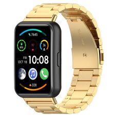 Per Huawei Watch Fit 3 cinturino in metallo in acciaio inossidabile con tre perline (oro)