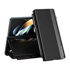 Per Samsung Galaxy Z Fold6 5G Custodia per telefono in pelle ad adsorbimento elettrolitico laterale con slot per penna (nero)