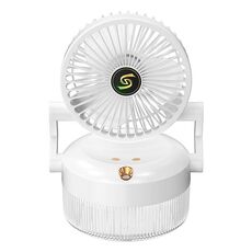 Ventola di umidificazione spray da tavolo pieghevole con ricarica USB con luce notturna (bianca)