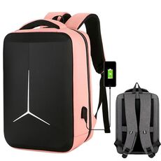 Zaino per laptop sportivo da lavoro impermeabile multifunzionale da 17 pollici con porta USB (rosa)