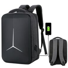 Zaino per laptop da lavoro impermeabile di grande capacità da 15 pollici con porta USB (grigio semplificato)