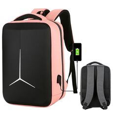 Zaino per laptop da pendolare aziendale impermeabile di grande capacità da 15 pollici con porta USB (rosa semplificato)