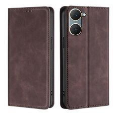 Custodia per telefono in pelle magnetica per vivo Y03 4G Skin Feel (marrone scuro)