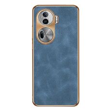 Per OPPO Reno11 Pro Custodia per cellulare in pelle di agnello galvanica globale (blu)