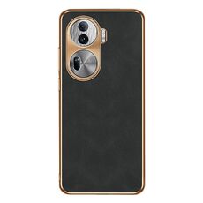Per OPPO Reno11 Pro Custodia per cellulare in pelle di agnello galvanica globale (nera)